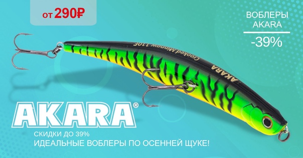 Скидки до 39% на воблеры AKARA! 